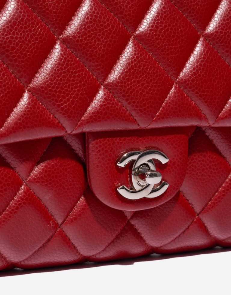 Pre-owned Chanel bag Timeless Single Flap Jumbo Caviar Red Red Closing System | Sell your designer bag on Saclab.com