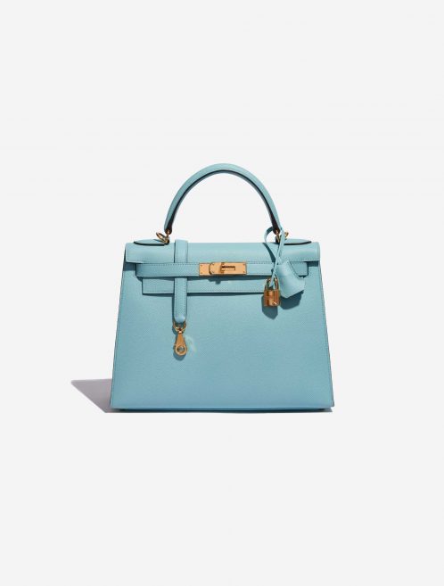 Pre-owned Hermès bag Kelly 28 Epsom Blue Atoll Blue Front | Sell your designer bag on Saclab.com
