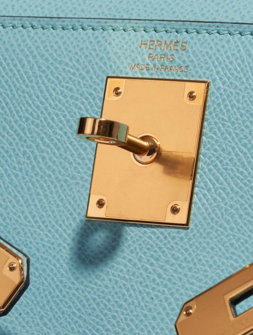 Pre-owned Hermès bag Kelly 28 Epsom Blue Atoll Blue Logo | Sell your designer bag on Saclab.com