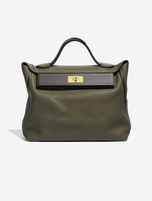 Pre-owned Hermès bag 24/24 35 Togo Vert Olive / Vert Bronze Green Front | Sell your designer bag on Saclab.com