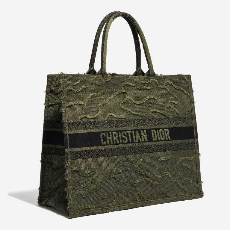 Pre-owned Dior bag Book Tote Large Camouflage Embroidery Canvas Green Green Side Front | Sell your designer bag on Saclab.com