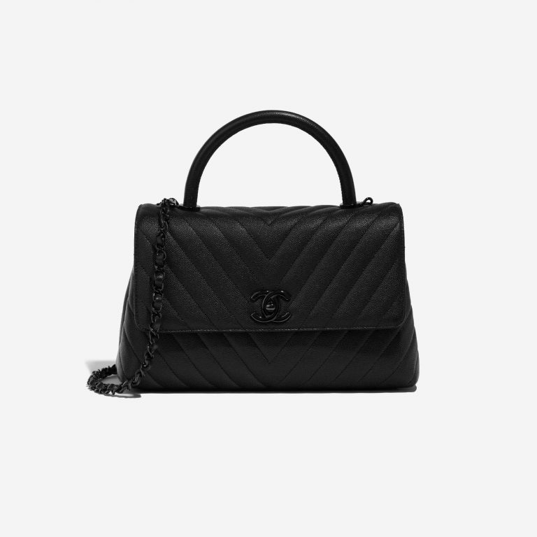Pre-owned Chanel bag Timeless Handle Medium Caviar So Black Black Front | Sell your designer bag on Saclab.com