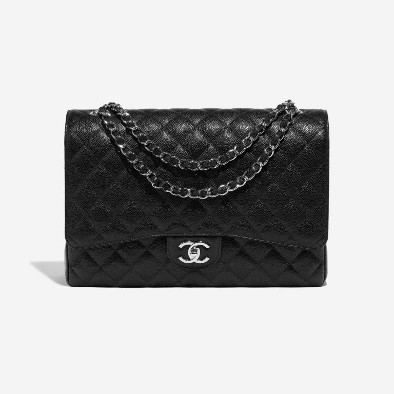 Pre-owned Chanel bag Timeless Maxi Caviar Black Black Front | Sell your designer bag on Saclab.com