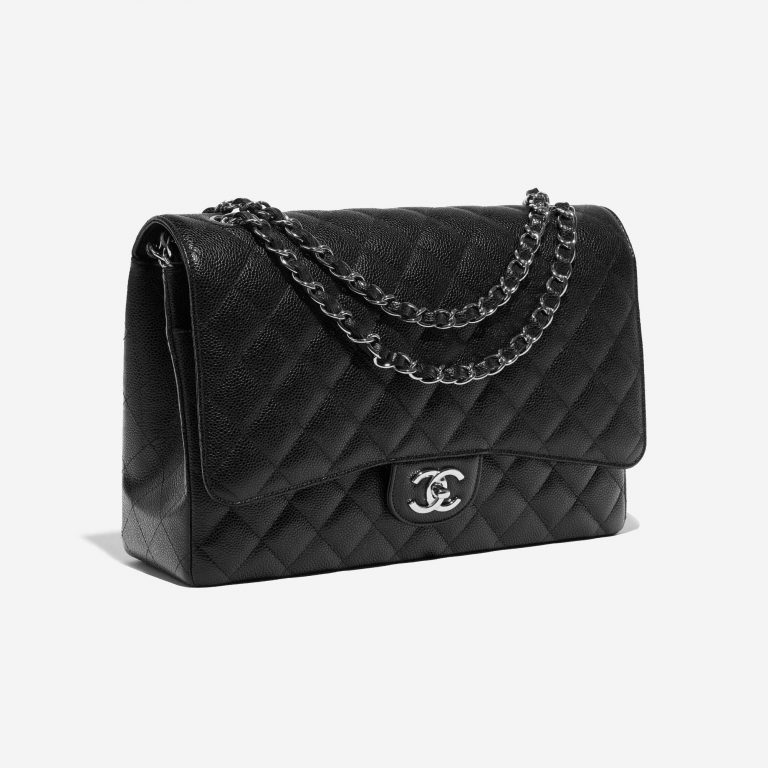 Pre-owned Chanel bag Timeless Maxi Caviar Black Black Side Front | Sell your designer bag on Saclab.com