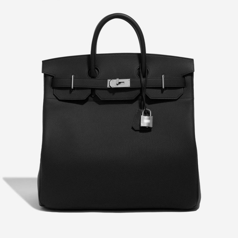 Pre-owned Hermès bag Haut à Courroies 40 Togo Black Black Front | Sell your designer bag on Saclab.com