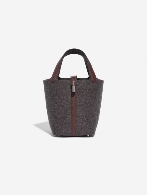 Pre-owned Hermès bag Picotin 18 Felt / Swift Gris Moyen / Havane Brown, Grey Front | Sell your designer bag on Saclab.com