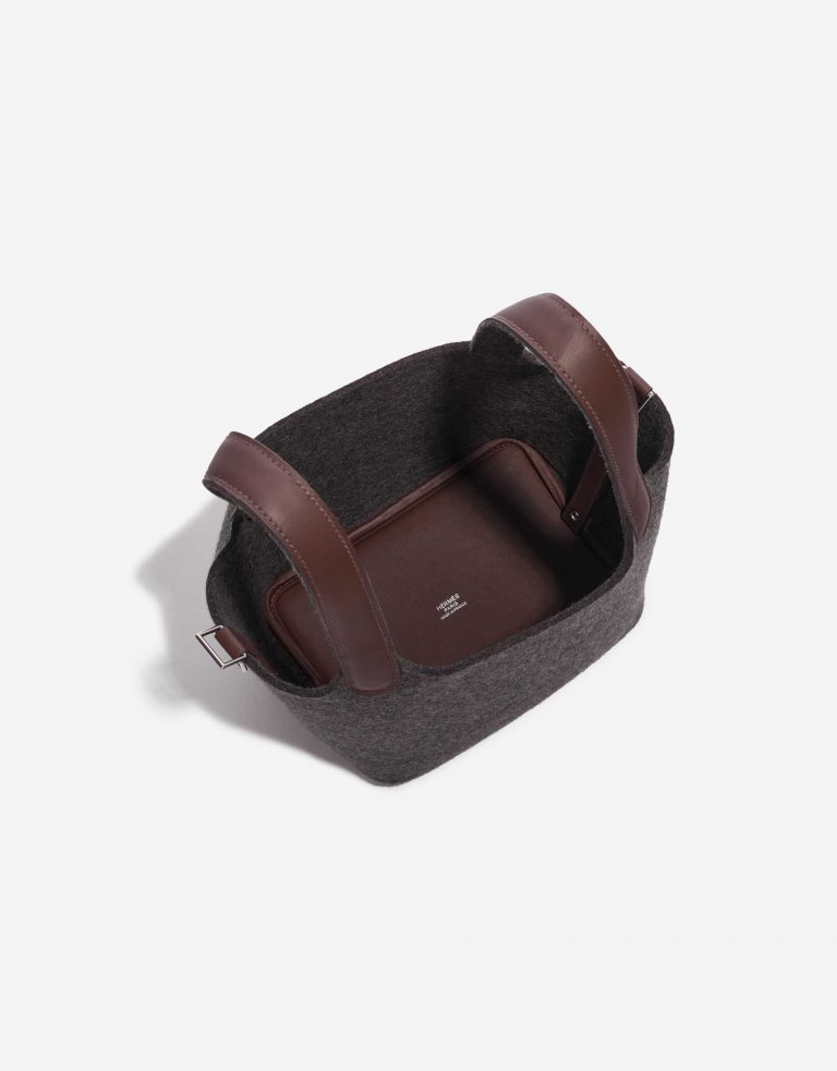 Pre-owned Hermès bag Picotin 18 Felt / Swift Gris Moyen / Havane Brown, Grey Inside | Sell your designer bag on Saclab.com