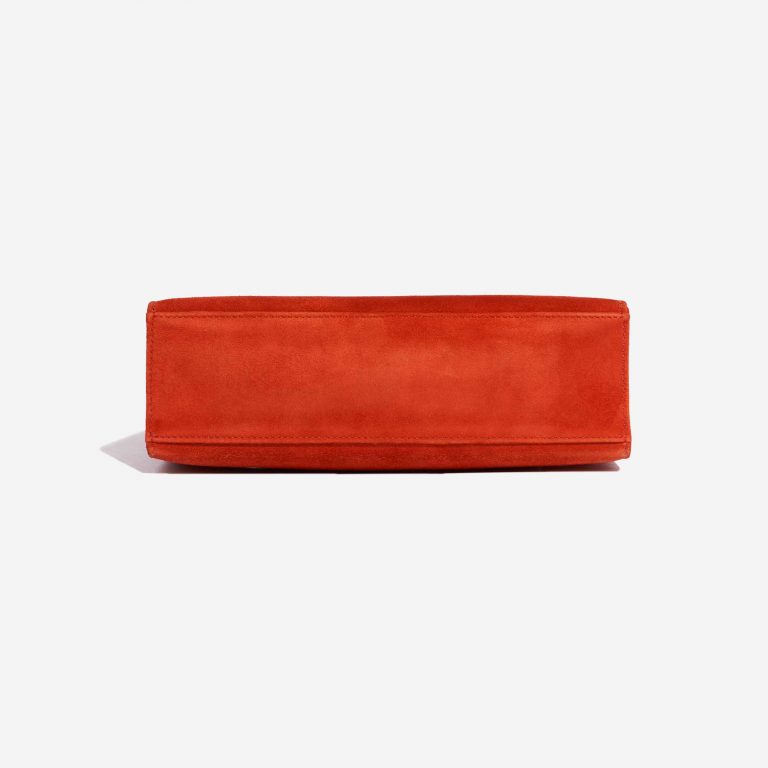 Pre-owned Hermès bag Kelly Pochette Doblis Suede Rouge Vif Red Bottom | Sell your designer bag on Saclab.com