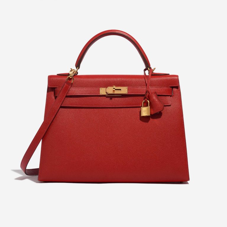 Pre-owned Hermès bag Kelly 32 Epsom Rouge Casaque Red Front | Sell your designer bag on Saclab.com