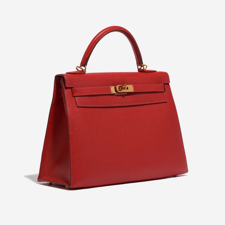 Pre-owned Hermès bag Kelly 32 Epsom Rouge Casaque Red Side Front | Sell your designer bag on Saclab.com