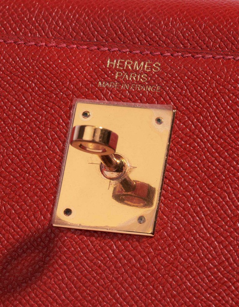 Pre-owned Hermès bag Kelly 32 Epsom Rouge Casaque Red Logo | Sell your designer bag on Saclab.com