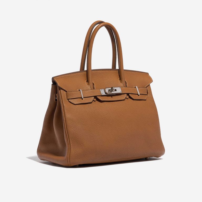 Pre-owned Hermès bag Birkin 30 Togo Gold Brown Side Front | Sell your designer bag on Saclab.com