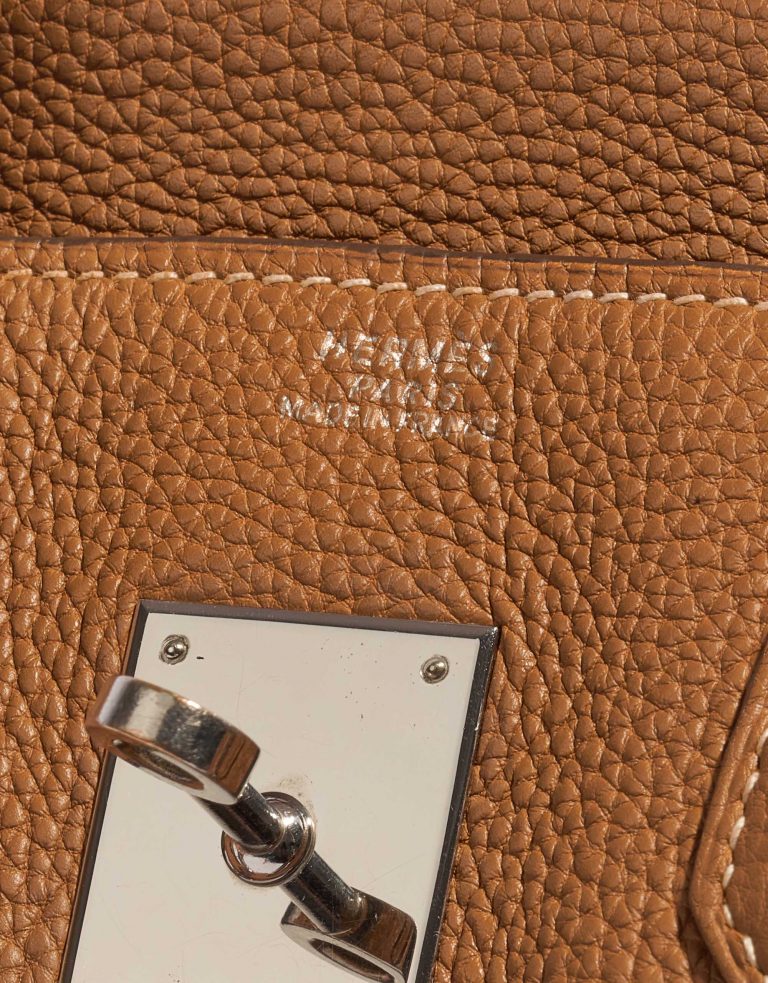 Pre-owned Hermès bag Birkin 30 Togo Gold Brown Logo | Sell your designer bag on Saclab.com