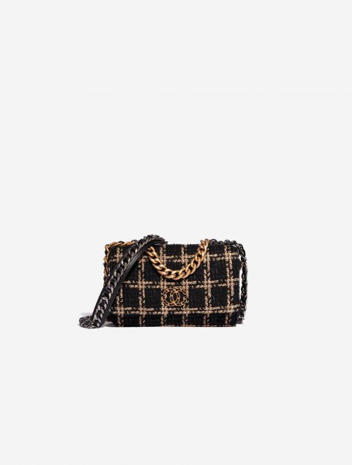 Pre-owned Chanel bag 19 WOC Tweed Black / Beige Beige, Black Front | Sell your designer bag on Saclab.com
