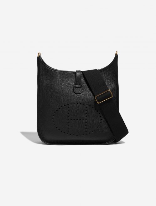 Pre-owned Hermès bag Evelyne 29 Taurillon Clemence Black Black Front | Sell your designer bag on Saclab.com