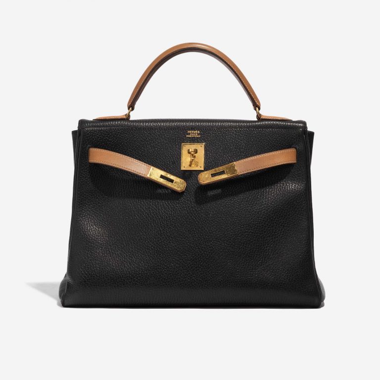 Pre-owned Hermès bag Kelly 32 Ardennes / Barenia Black / Gold Black Front Open | Sell your designer bag on Saclab.com
