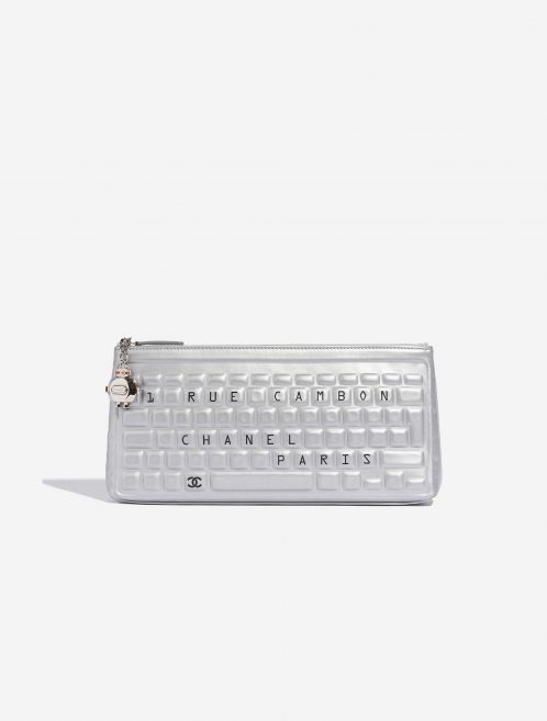 Pre-owned Chanel bag Keyboard Clutch Calf Silver Silver Front | Sell your designer bag on Saclab.com