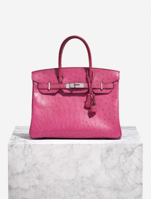 Pre-owned Hermès bag Birkin 30 Ostrich Fuchsia Pink Front | Sell your designer bag on Saclab.com