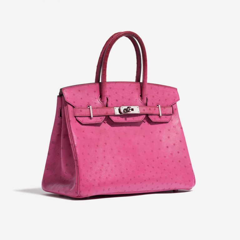 Pre-owned Hermès bag Birkin 30 Ostrich Fuchsia Pink Side Front | Sell your designer bag on Saclab.com