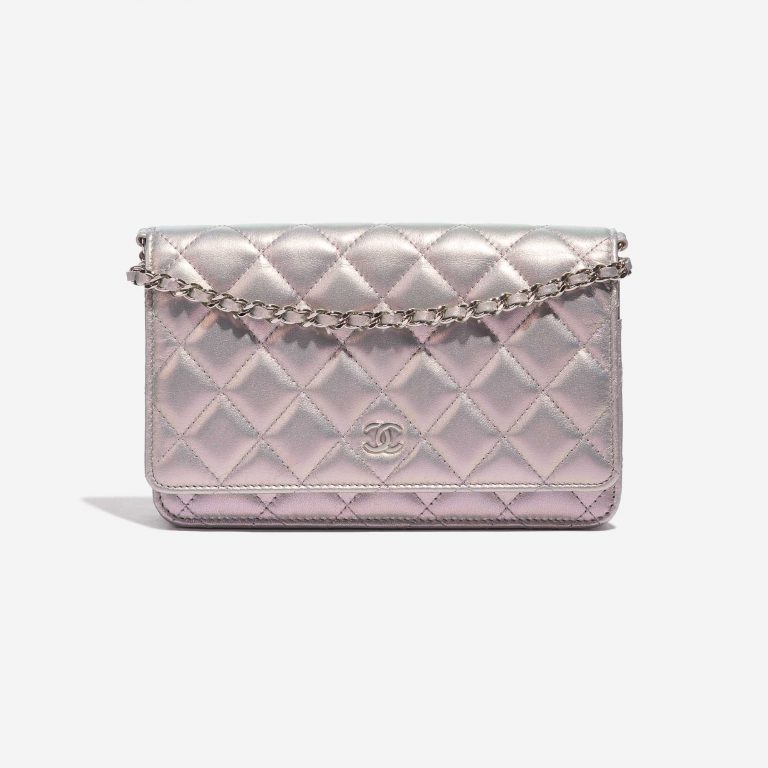 Pre-owned Chanel bag Timeless WOC Lamb Silver Iridescent Silver Front | Sell your designer bag on Saclab.com