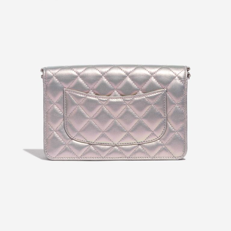 Pre-owned Chanel bag Timeless WOC Lamb Silver Iridescent Silver Back | Sell your designer bag on Saclab.com