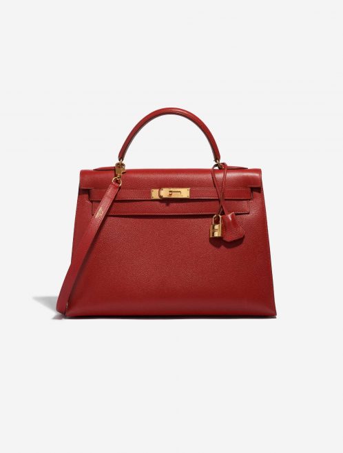 Pre-owned Hermès bag Kelly 32 Epsom Rouge Casaque Red Front | Sell your designer bag on Saclab.com