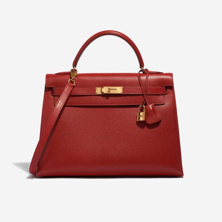 Pre-owned Hermès bag Kelly 32 Epsom Rouge Casaque Red Front | Sell your designer bag on Saclab.com