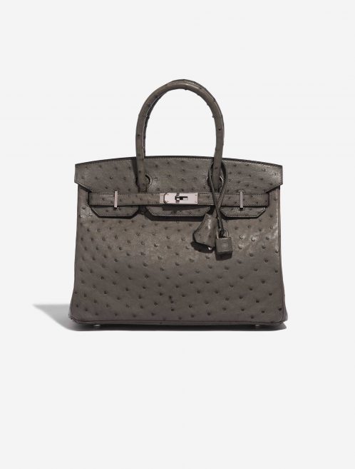 Pre-owned Hermès bag Birkin 30 Ostrich Verso Edition Graphite / Blue Orage Grey Front | Sell your designer bag on Saclab.com