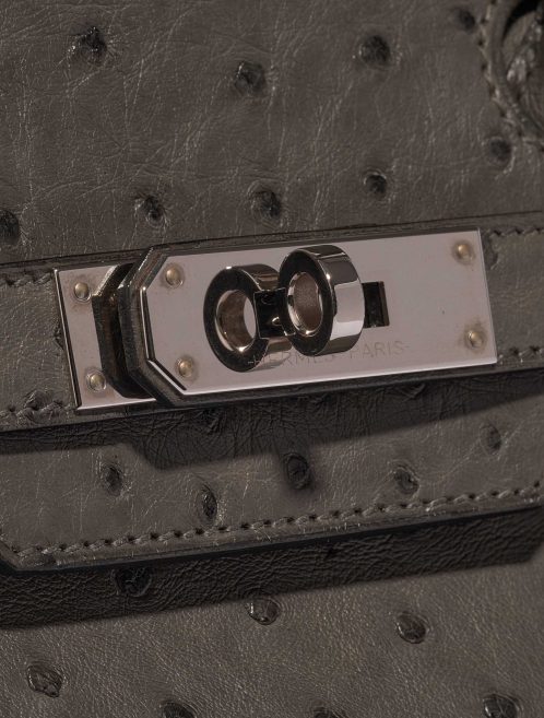 Pre-owned Hermès bag Birkin 30 Ostrich Verso Edition Graphite / Blue Orage Grey Closing System | Sell your designer bag on Saclab.com