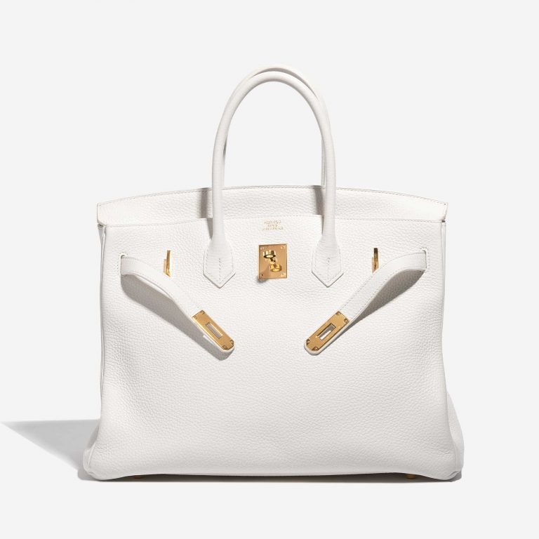 Pre-owned Hermès bag Birkin 35 Togo Blanc White Front Open | Sell your designer bag on Saclab.com