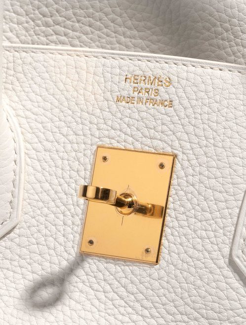 Pre-owned Hermès bag Birkin 35 Togo Blanc White Logo | Sell your designer bag on Saclab.com