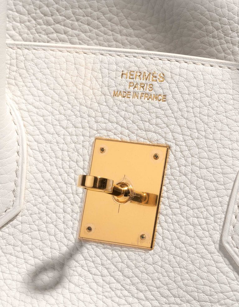 Pre-owned Hermès bag Birkin 35 Togo Blanc White Logo | Sell your designer bag on Saclab.com