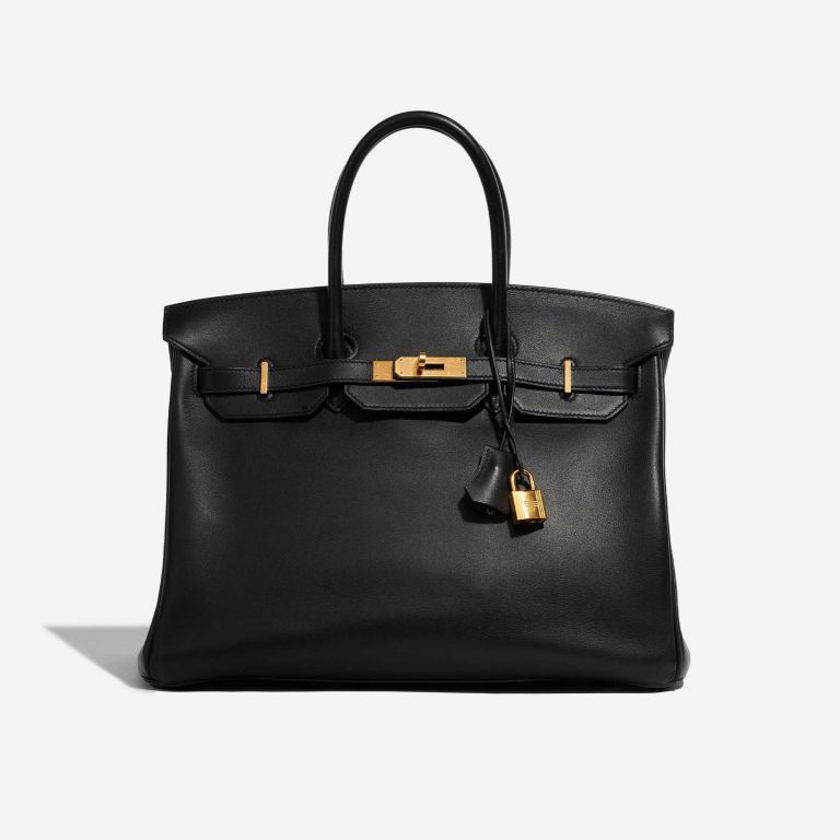 Pre-owned Hermès bag Birkin 35 Veau Jonathan Black Black Front | Sell your designer bag on Saclab.com