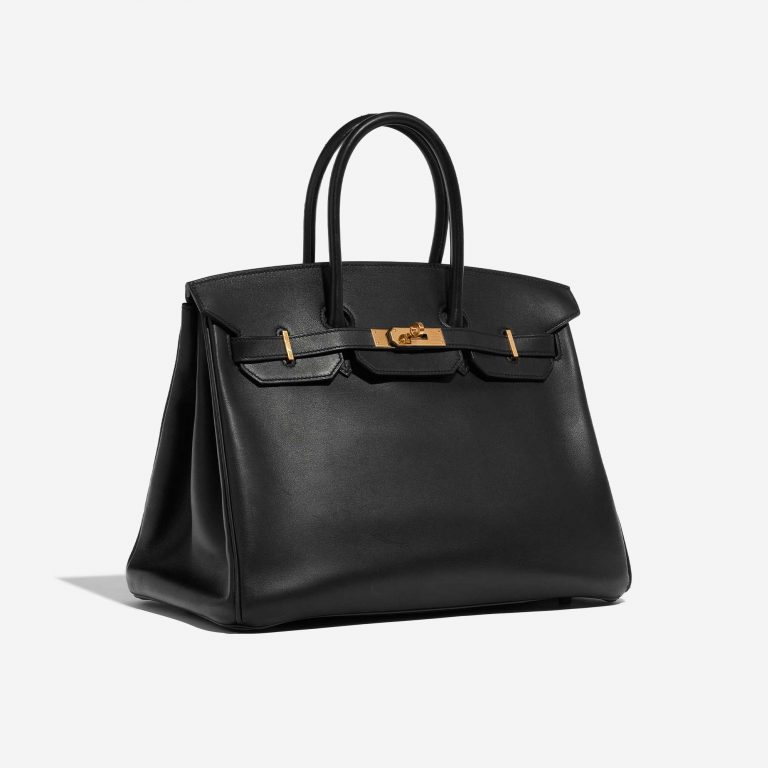 Pre-owned Hermès bag Birkin 35 Veau Jonathan Black Black Side Front | Sell your designer bag on Saclab.com