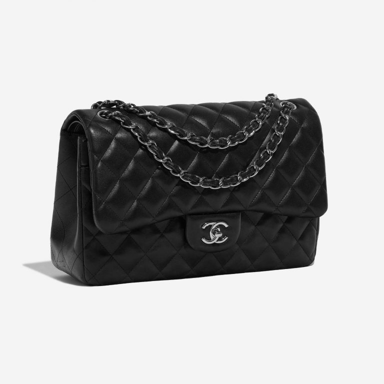 Pre-owned Chanel bag Timeless Jumbo Lamb Black Black Side Front | Sell your designer bag on Saclab.com