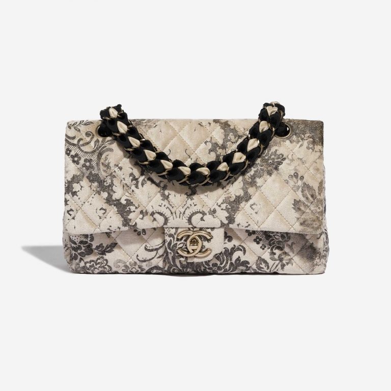 Pre-owned Chanel bag Timeless Medium Velvet Silver / Copper / Grey Grey, Silver Front | Sell your designer bag on Saclab.com
