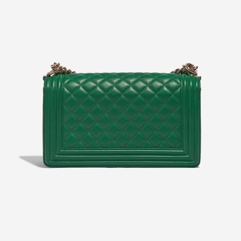 Pre-owned Chanel bag Boy Old Medium Lamb Green Green Back | Sell your designer bag on Saclab.com