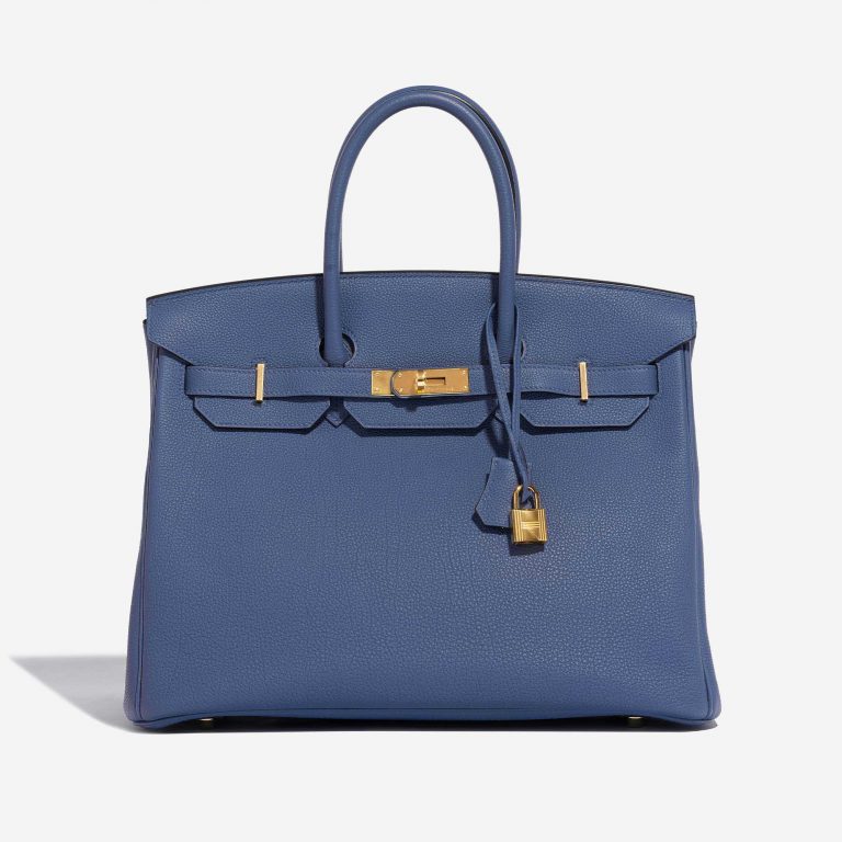 Pre-owned Hermès bag Birkin 35 Togo Blue Brighton Blue Front | Sell your designer bag on Saclab.com