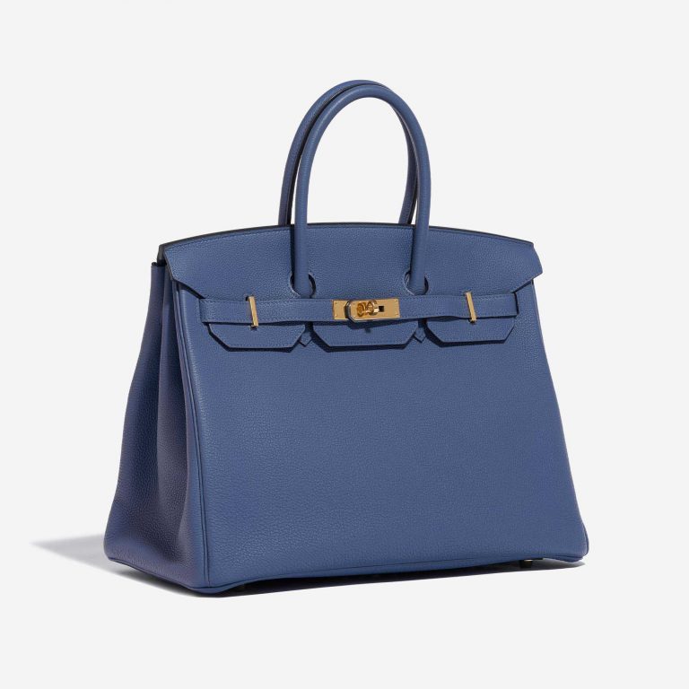 Pre-owned Hermès bag Birkin 35 Togo Blue Brighton Blue Side Front | Sell your designer bag on Saclab.com