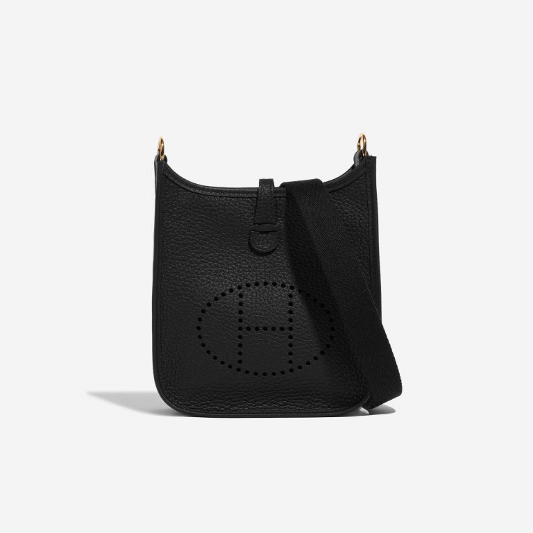 Pre-owned Hermès bag Evelyne 16 Taurillon Clemence Black Black Front | Sell your designer bag on Saclab.com