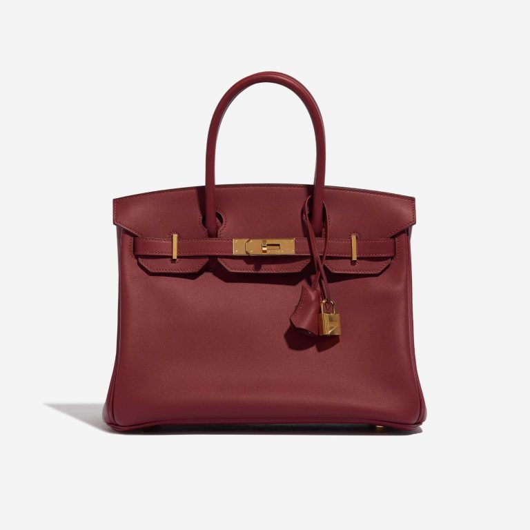 Pre-owned Hermès bag Birkin 30 Veau Jonathan Rouge Vif Red Front | Sell your designer bag on Saclab.com