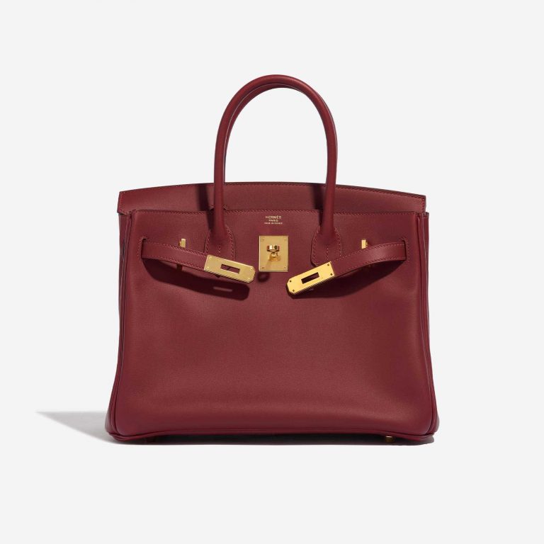 Pre-owned Hermès bag Birkin 30 Veau Jonathan Rouge Vif Red Front Open | Sell your designer bag on Saclab.com