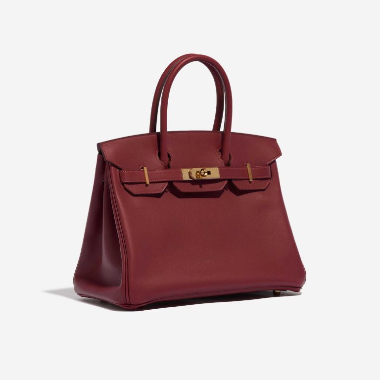 Pre-owned Hermès bag Birkin 30 Veau Jonathan Rouge Vif Red Side Front | Sell your designer bag on Saclab.com