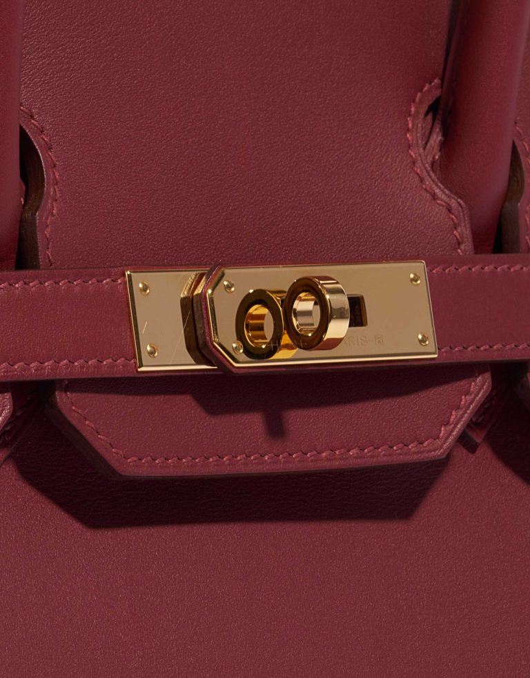 Pre-owned Hermès bag Birkin 30 Veau Jonathan Rouge Vif Red Closing System | Sell your designer bag on Saclab.com