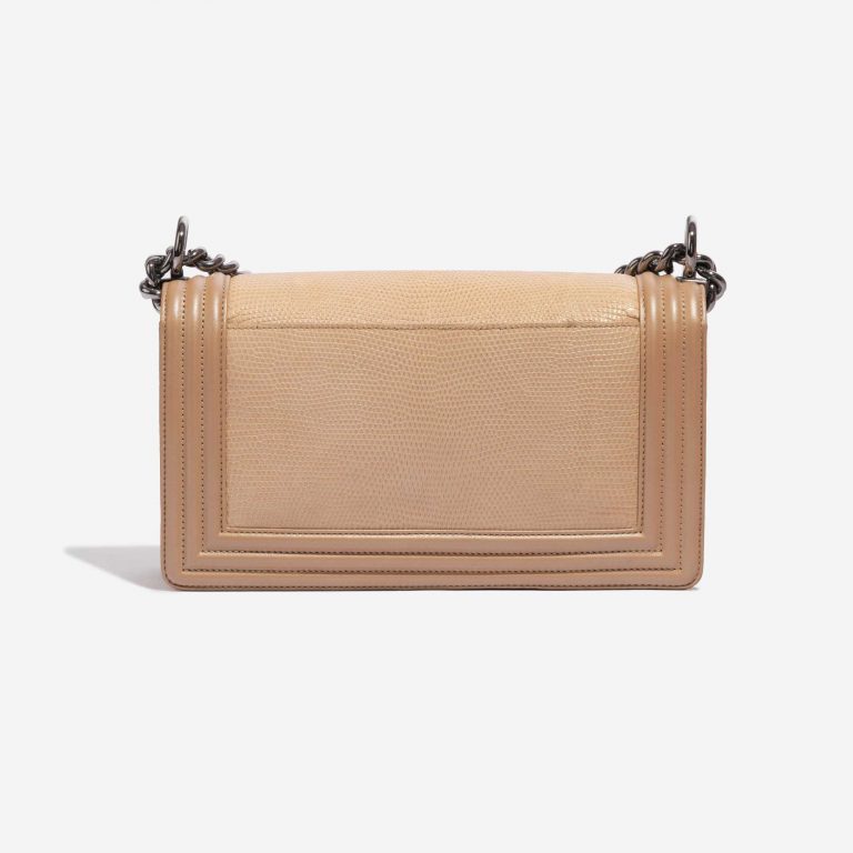 Pre-owned Chanel bag Boy Old Medium Lizard Niloticus / Lamb Gold / Natural Beige, Gold Back | Sell your designer bag on Saclab.com