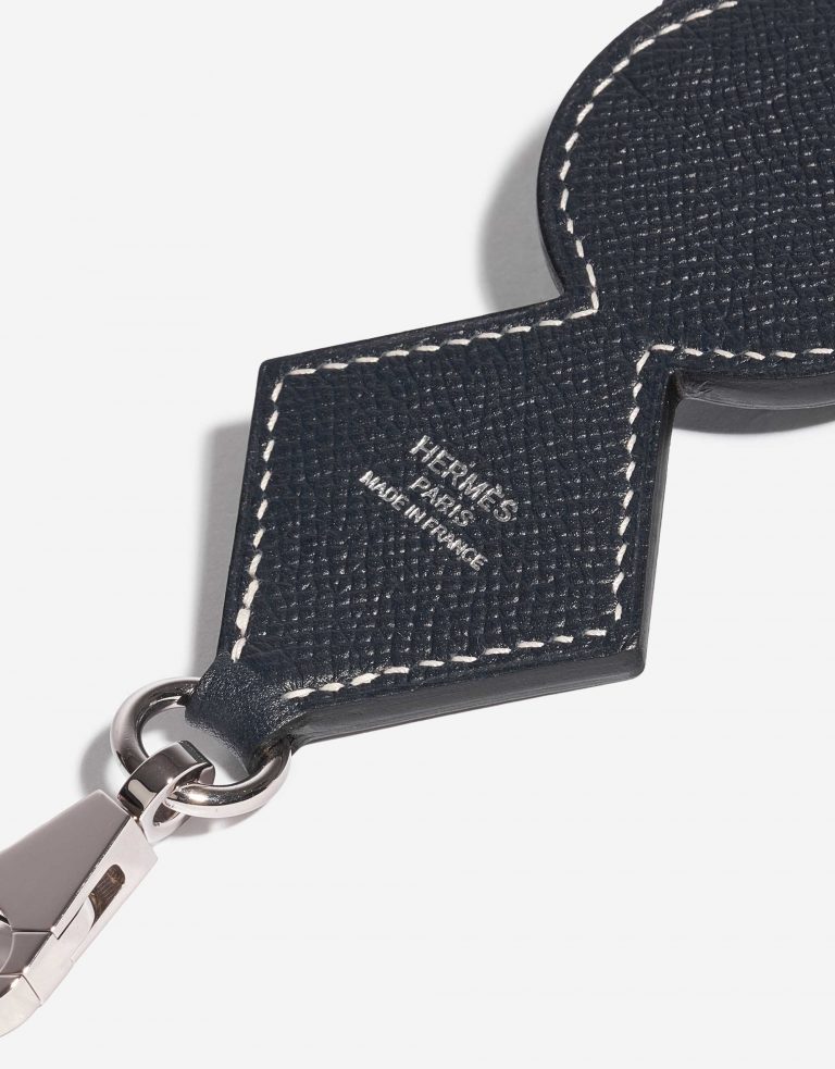 Pre-owned Hermès bag Attelage Shoulder Strap 85 Canvas / Epsom Blue Indigo / Black / Rouge H Blue Logo | Sell your designer bag on Saclab.com