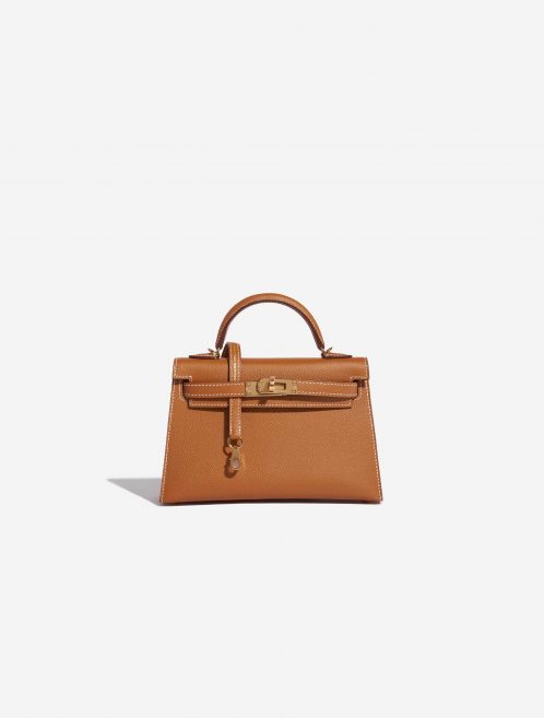 Pre-owned Hermès bag Kelly Mini Epsom Gold Brown Front | Sell your designer bag on Saclab.com