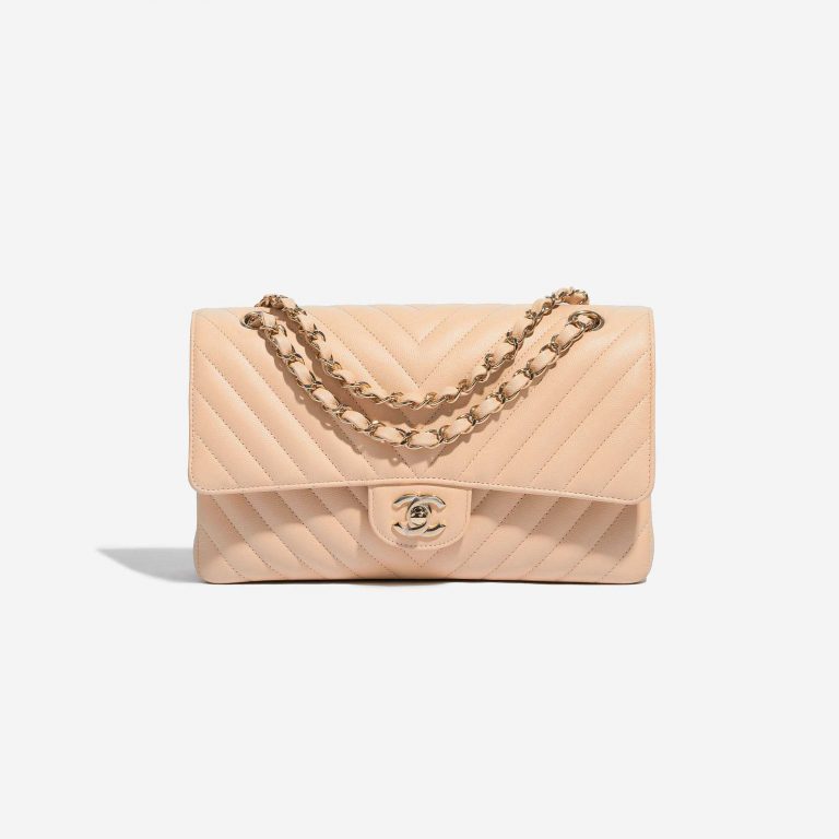 Pre-owned Chanel bag Timeless Medium Caviar Nude Beige Front | Sell your designer bag on Saclab.com