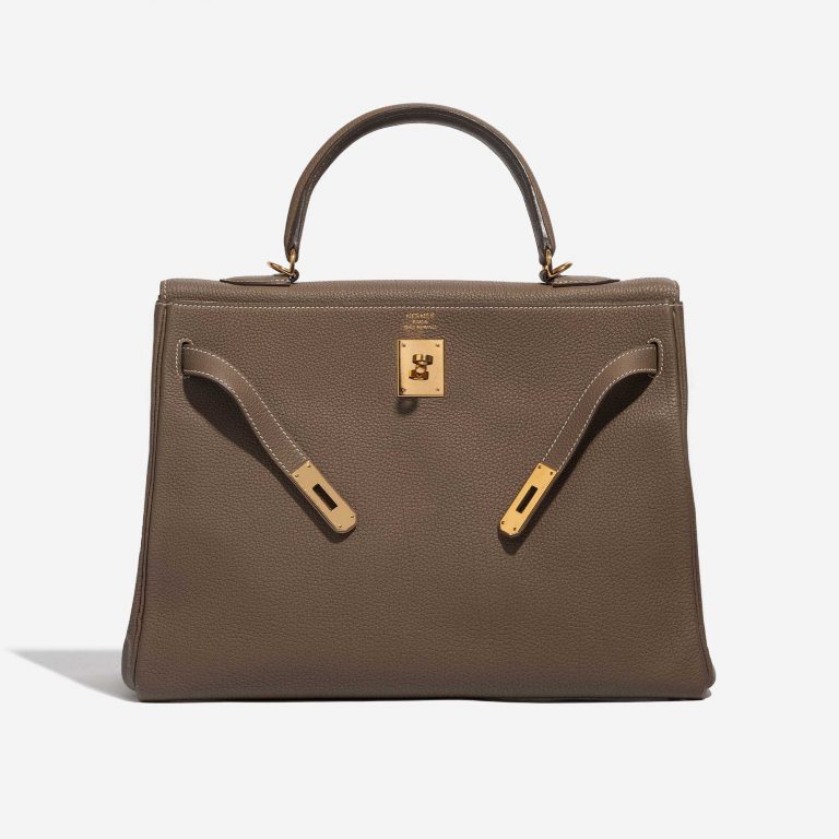 Pre-owned Hermès bag Kelly 35 Togo Etoupe Brown Front Open | Sell your designer bag on Saclab.com