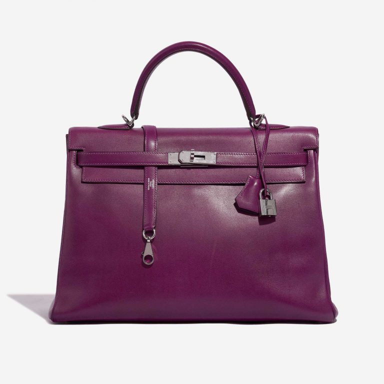 Pre-owned Hermès bag Kelly 35 Swift Anemone Violet Front | Sell your designer bag on Saclab.com